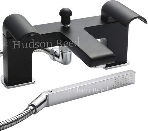 Hudson Reed Epic Bath Shower Mixer Tap + Shower Kit (Black & Chrome).