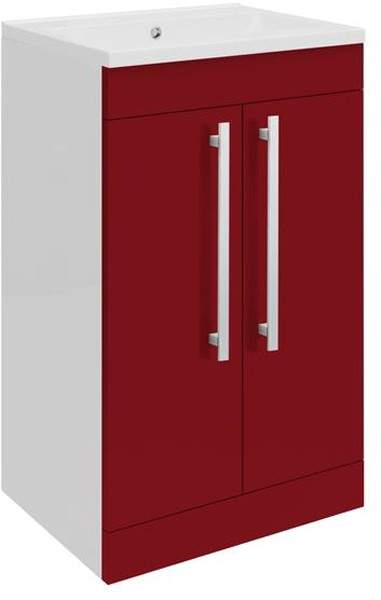 Ultra Design Compact Vanity Unit With Doors & Basin (Red). 494x800mm.