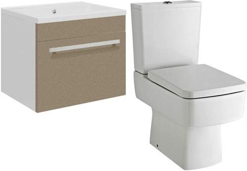 Ultra Design Wall Hung Vanity Unit Suite With Toilet (Caramel). 494x399mm.