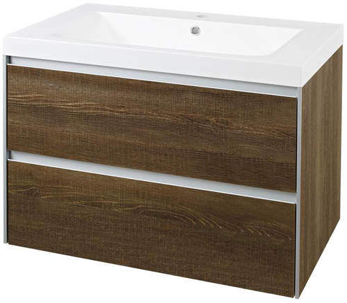 Hudson Reed Erin Wall Mounted Vanity Unit With Basin (Textured Oak).