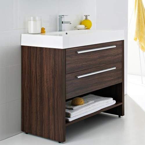 Ultra Harbour Vanity Unit With Basin (Walnut). 600Wx490Hmm.