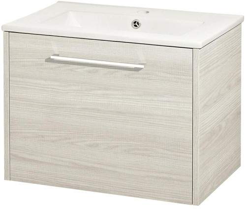 Hudson Reed Horizon 600mm Wall Hung Vanity Unit & Basin (White Oak).