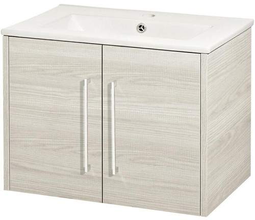 Hudson Reed Horizon 600mm Wall Hung Vanity Unit & Basin (White Oak).