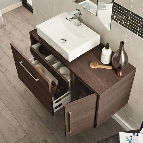 Hudson Reed Horizon 600 Vanity Unit, Basin & 300 Side Cabinet (Mid Sawn Oak).