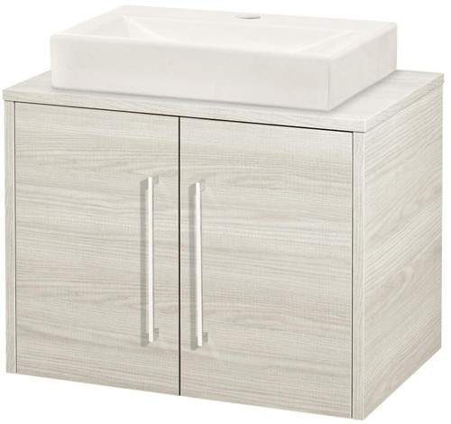 Hudson Reed Horizon 600mm Wall Hung Vanity Unit & Basin (White Oak).