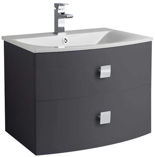 HR Sarenna Wall Hung Vanity Unit With 2 Drawers (700mm, Graphite).