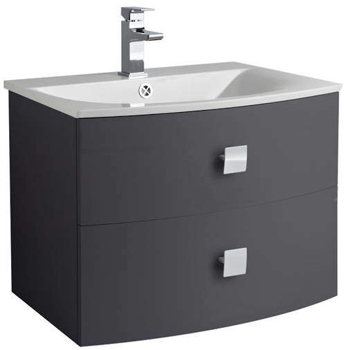 HR Sarenna Wall Hung Vanity Unit With 2 Drawers (700mm, Graphite).