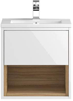 HR Coast Wall Hung 500mm Vanity Unit & Basin Type 2 (White Gloss).