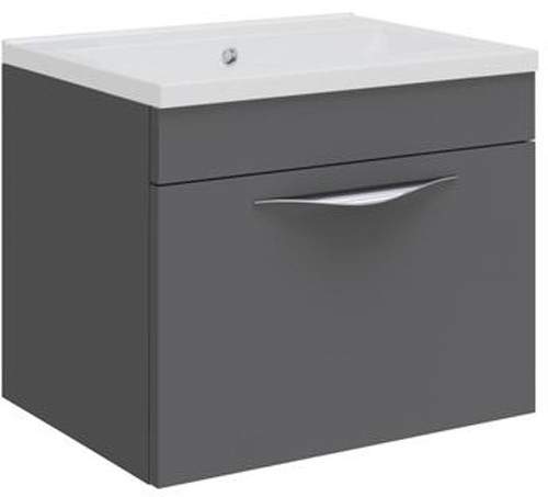 Hudson Reed Memoir 500mm Wall Hung Vanity Unit & Basin (Gloss Grey).