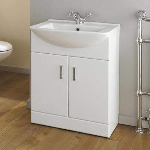 Nuie Marvel 650mm Vanity Unit With Ceramic Basin (White).