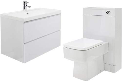 Premier Tribute 800mm Vanity Unit Suite With BTW Unit, Pan & Seat (White).