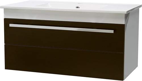 Ultra Design Wall Hung Vanity Unit, Drawer & Basin (Ebony Brown). 800x450mm