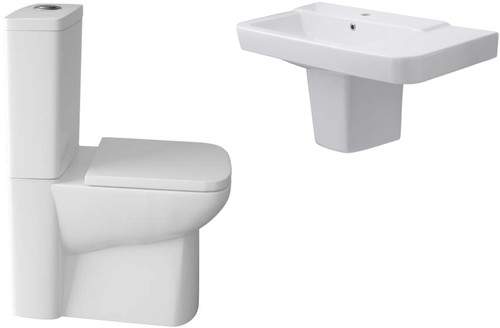 Hudson Reed Ceramics 4 Piece Bathroom Suite With Toilet & Wall Hung Basin.