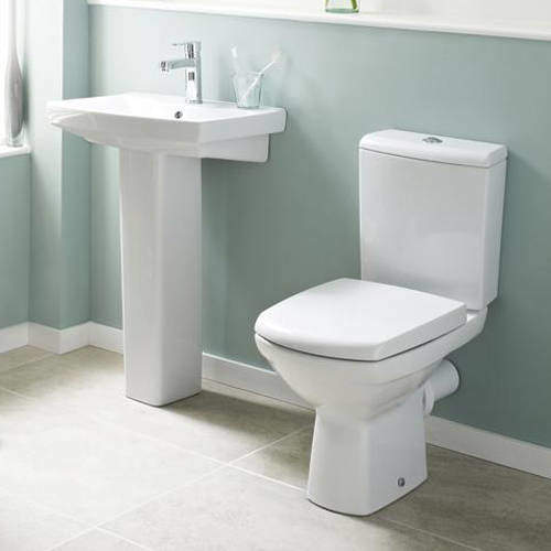 Premier Ceramics Bathroom Suite With Toilet, 500mm Basin & Pedestal.