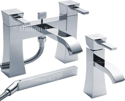 Hudson Reed Harmony Basin & Bath Shower Mixer Tap Set (Free Shower Kit).