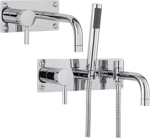 Ultra Helix Wall Mounted Bath Shower Mixer & Basin Tap Pack (Chrome).