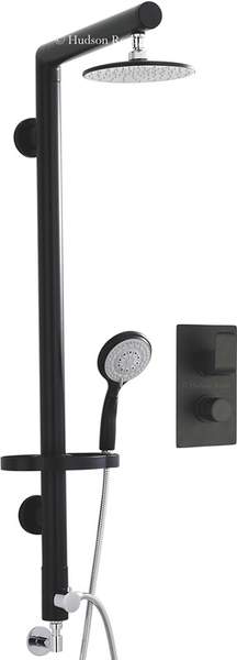 Hudson Reed Hero Twin Thermostatic Shower Valve & Rigid Riser Set (Black).