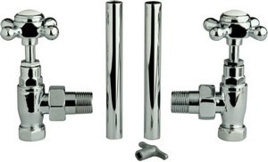 Hudson Reed Towel Rails Cross Top Traditional Radiator Valves (Pair, Chrome)