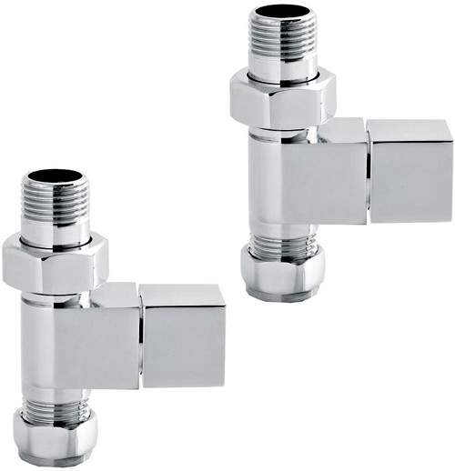 Towel Rails Square Radiator Valves Pack Straight (Pair).