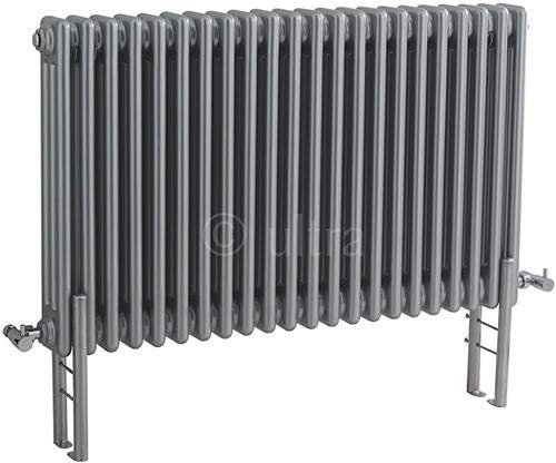 Hudson Reed Colosseum Triple Column Radiator With Legs (Silver). 1011x600mm.