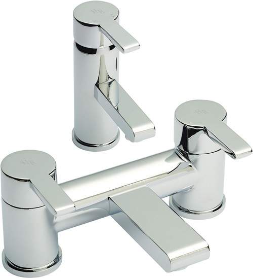 Hudson Reed Icon Basin Mixer & Bath Filler Tap Set (Chrome).