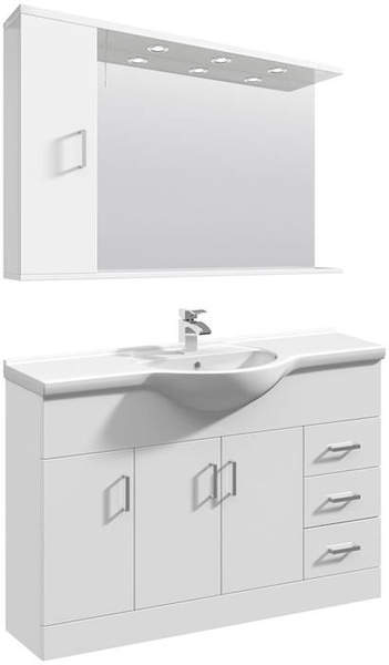 Italia Furniture Vanity Unit Pack With Type 1 Basin & Mirror (1200mm, White).