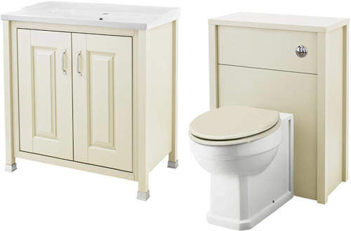 Old London Furniture 800mm Vanity & 600mm WC Unit Pack (Ivory).