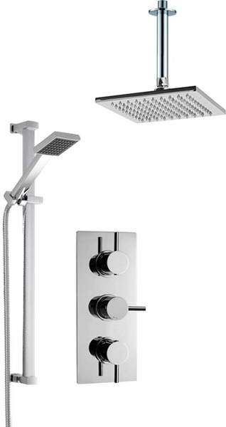 Crown Showers Shower Set With Square Handset & Square Head (200x200mm).