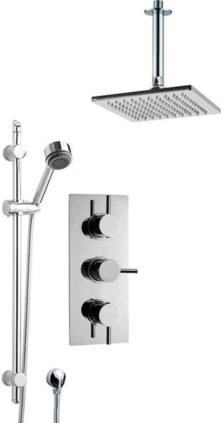 Crown Showers Shower Set With Round Handset & Square Head (200x200mm).