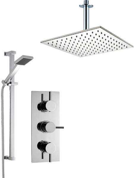Crown Showers Shower Set With Square Handset & Square Head (400x400mm).