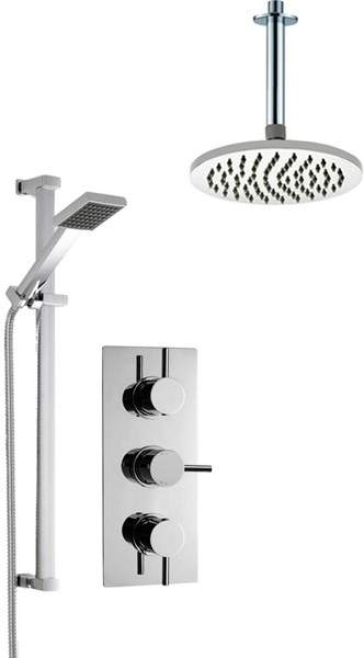 Crown Showers Shower Set With Square Handset & Round Head (200mm).