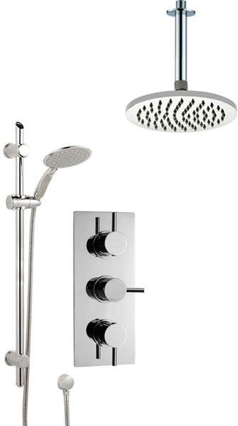 Crown Showers Shower Set With Round Handset & Round Head (200mm).