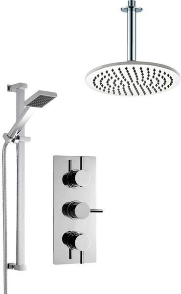 Crown Showers Shower Set With Square Handset & Round Head (300mm).