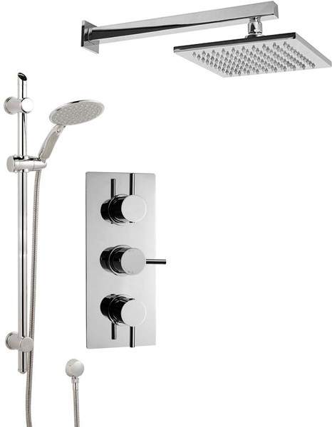 Crown Showers Shower Set With Round Handset & Square Head (200x200mm).