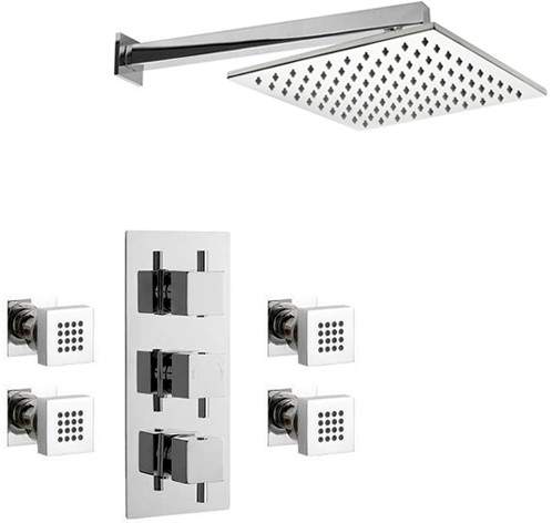 Crown Showers Shower Set With Body Jets & Square Head (300x300mm).