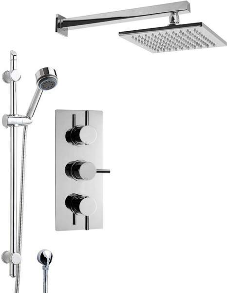 Crown Showers Shower Set With Round Handset & Square Head (200x200mm).