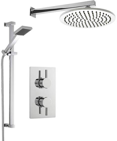 Crown Showers Shower Set With Square Handset & Round Head (300mm).