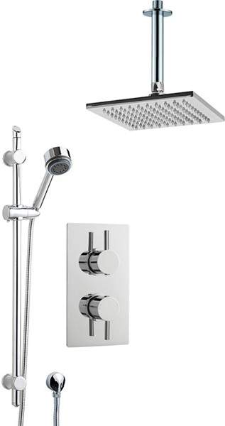 Crown Showers Shower Set With Round Handset & Square Head (200x200mm).