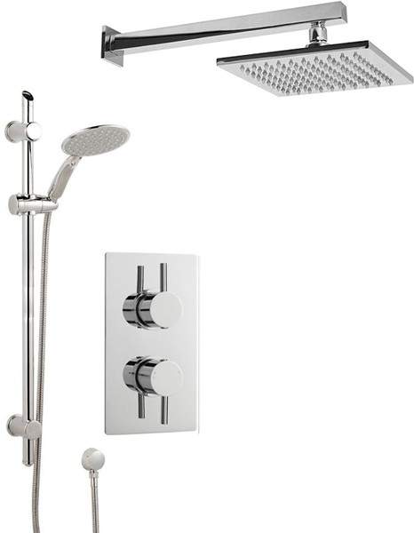 Crown Showers Shower Set With Round Handset & Square Head (200x200mm).
