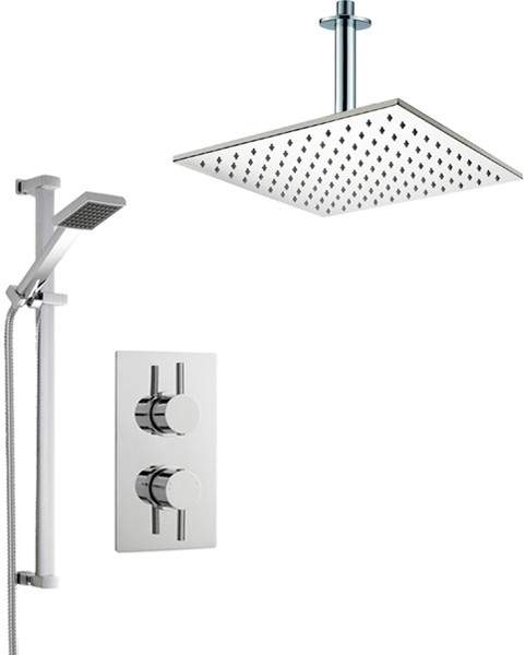 Crown Showers Shower Set With Square Handset & Square Head (400x400mm).