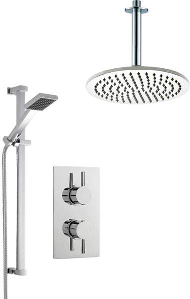 Crown Showers Shower Set With Square Handset & Round Head (300mm).