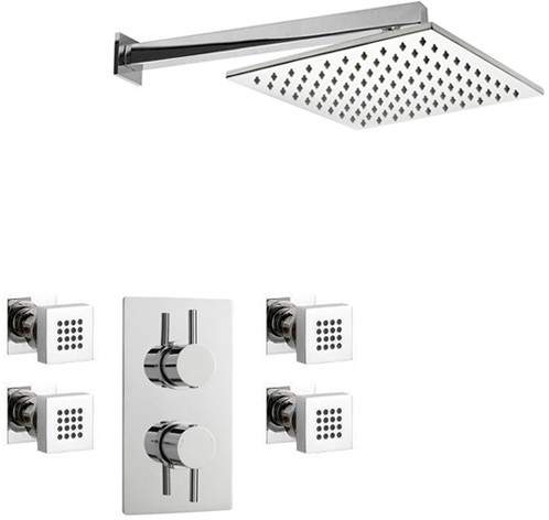 Crown Showers Shower Set With Body Jets & Square Head (300x300mm).