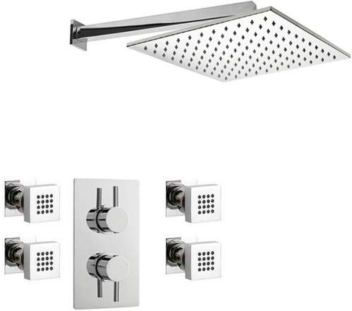 Crown Showers Shower Set With Body Jets & Square Head (400x400mm).