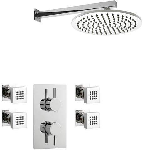 Crown Showers Shower Set With Body Jets & Round Head (300mm).