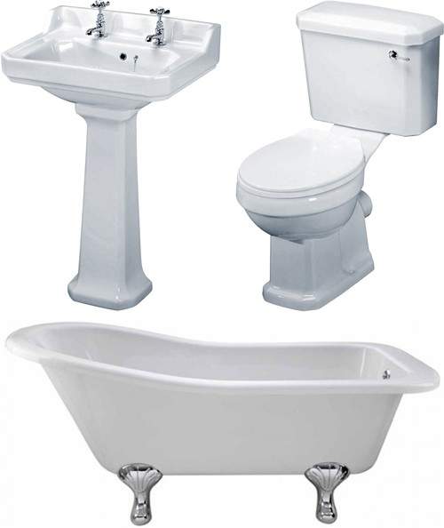 Premier Suites Kensington 1500mm Slipper Bath With Toilet & Basin.