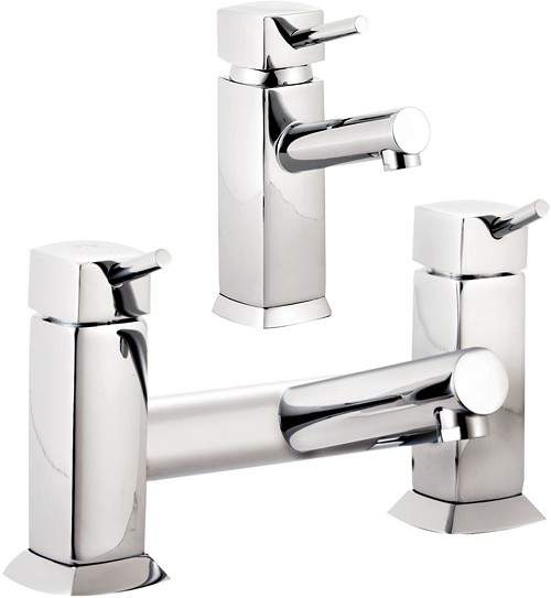 Hudson Reed Kia Basin Mixer & Bath Filler Tap Set (Chrome).