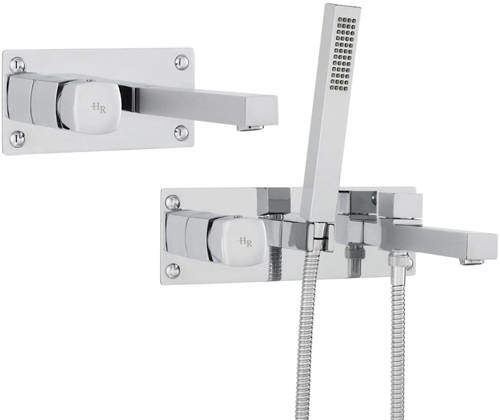 Hudson Reed Kia Wall Mounted Basin & Bath Shower Mixer Tap Pack.