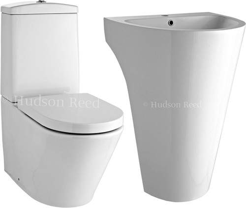 Hudson Reed Ceramics 3 Piece Bathroom Suite With Toilet, Seat & 610mm Basin.