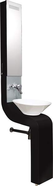 Hudson Reed Sass Vanity Unit With Cabinet, Basin & Tap (Black).  250x2010mm.