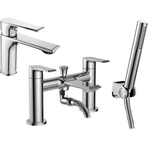 Nuie Limit Basin & Bath Shower Mixer Tap Pack With Kit (Chrome).